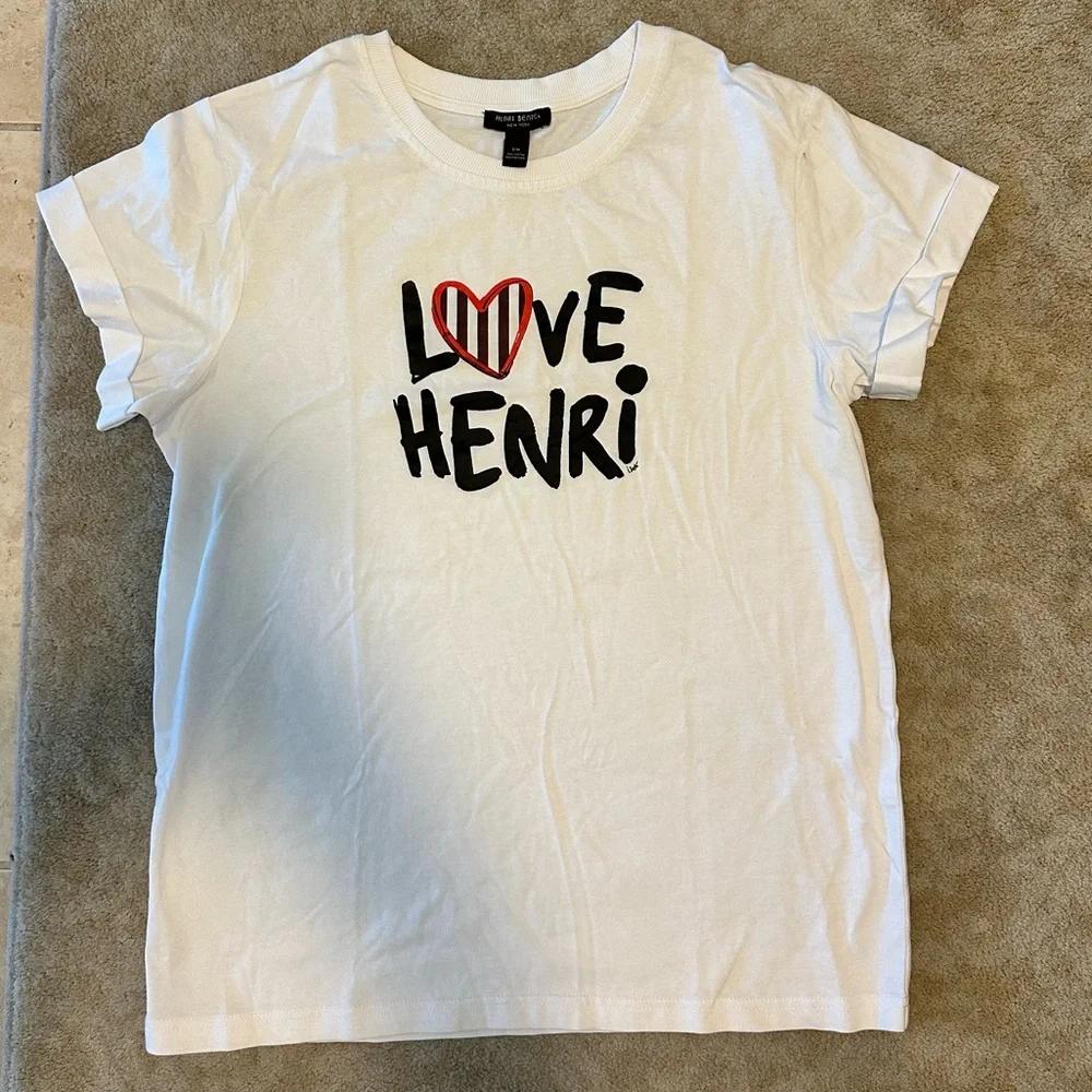 HENRI BENDEL T-SHIRT WITH CUFFED SLEEVE LOVE HENRI - Picture 2 of 9